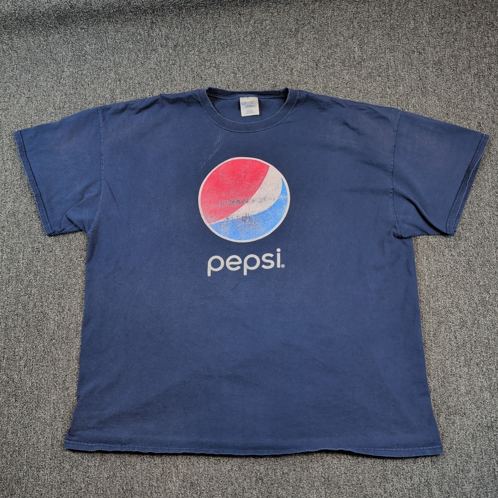 Port and Company Vintage Pepsi Graphic Tee 3XL Navy Blue Cotton Streetwear Logo - Picture 1 of 7